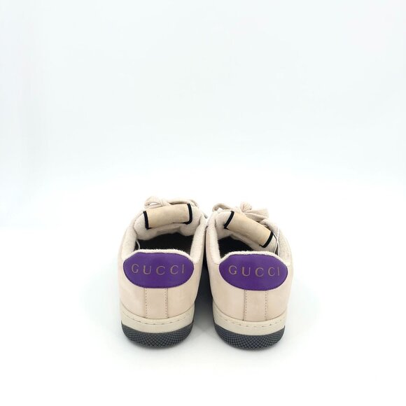 Gucci Screener Patchwork GG Logo Casual Sneakers 36 Purple Red Beige Leather & C - Picture 8 of 9